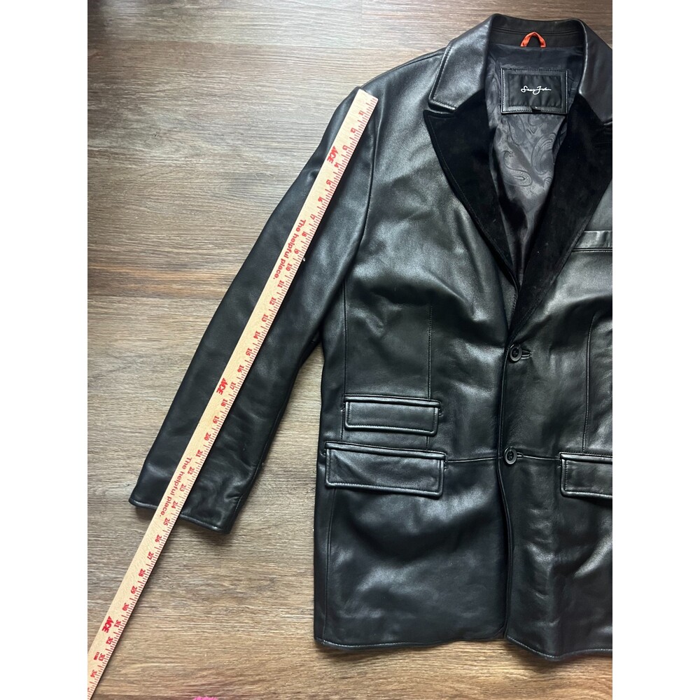 Vintage 4/2008 Lined Sample Sean John Soft Leather Blazer with Suede Lapel - Picture 3 of 16